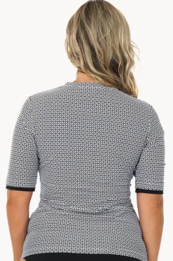 Mamiko Short Sleeve Zip Suntop|Babes In The Shade New