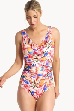 Mandalay DD/E Cup Mesh Frill One Piece|Jantzen Hot