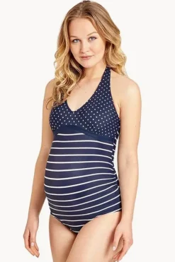 Maternity Stripe Halter One Piece|Jojo Maman Bebe Best