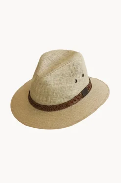 Mens Leather Band Linen Drover Hat|Sundaise