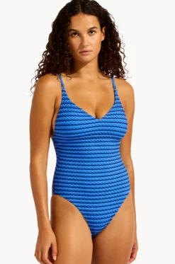 Mesh Effect V Neck One Piece|Seafolly Best