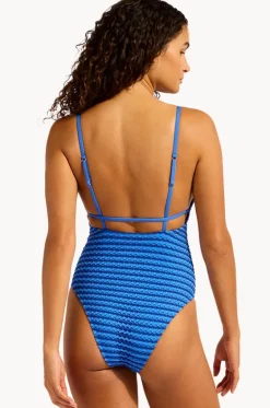 Mesh Effect V Neck One Piece|Seafolly Best