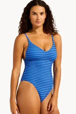 Mesh Effect V Neck One Piece|Seafolly Best