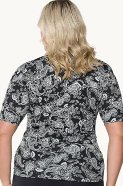 Mono Paisley Short Sleeve Suntop|Capriosca Outlet