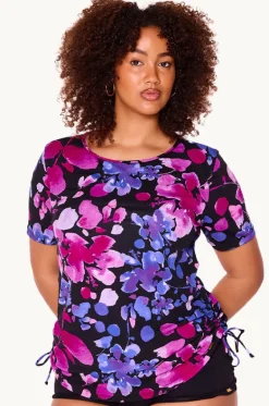 Paper Flowers Short Sleeve Suntop|Genevieve Hot