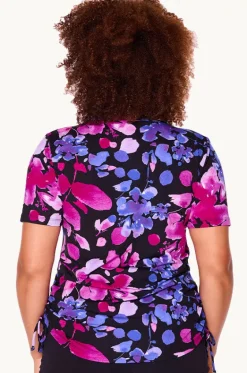 Paper Flowers Short Sleeve Suntop|Genevieve Hot