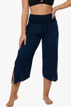 Plain 3/4 Rouched Tie Pants|Go Girl Sale