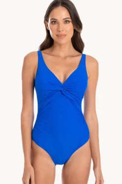 Plain Gathered Twist Front One Piece|Togs Swimwear Sale