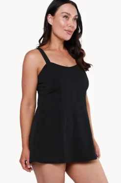 Plain Panelled Swim Dress +|Capriosca Outlet