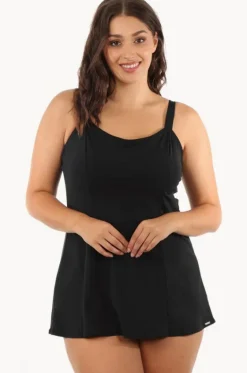 Plain Panelled Swim Dress +|Capriosca Outlet