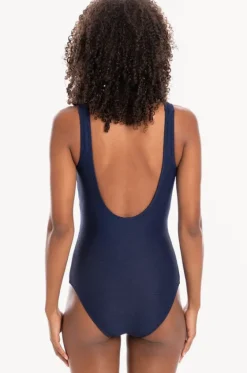 Plain Textured Round Neck One Piece|Togs Swimwear Sale
