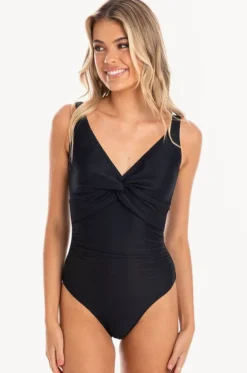 Plain Textured Twist Front One Piece|Togs Swimwear Discount