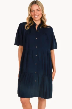 Plain Victoria Button Front Dress|Go Girl