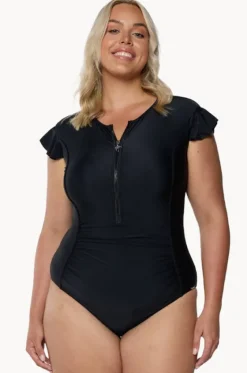 Plain Zip Front One Piece|Capriosca Best