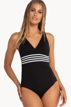 Pool Contrast Tape Cross Strap One Piece|Sunseeker Online