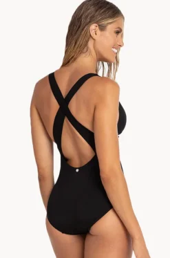 Pool Contrast Tape Cross Strap One Piece|Sunseeker Online