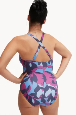 Printed Shaping V Neck One Piece|Speedo New