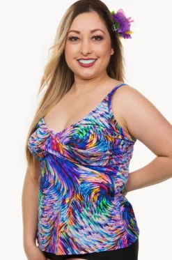 Rainbow Waves D/DD Cup Twist Tankini Separate|T.h.e. Swimwear New