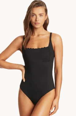 Scalloped Square Neck Bralette One Piece|Sea Level Best