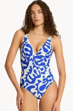 Seascape Scoop Back Panel Line One Piece|Sea Level Best