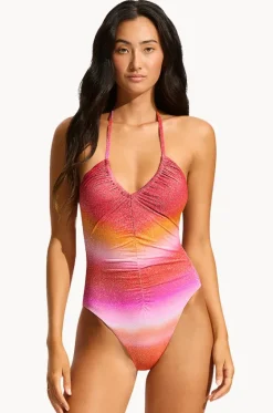 Spectrum Drawstring V Neck One Piece|Seafolly Best