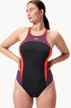 Splice Cross Back High Neck One Piece|Speedo New
