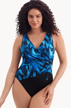 Summer Waves Long Torso Cross Over One Piece|Longitude Clearance