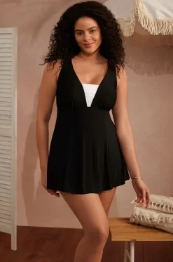 Texture Luxe Plunge Swim Dress|Longitude Outlet