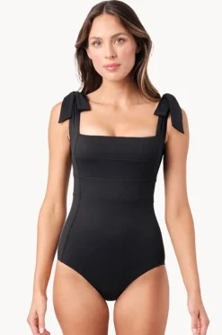Textured Classic Square Neck One Piece|Une Piece Clearance
