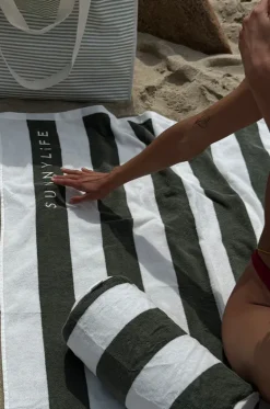 The Vacay Stripe Beach Pillow|Sunny Life Sale