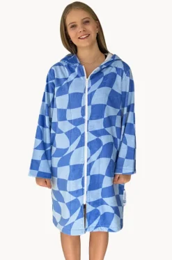 Tidal Checker Hooded Towelling Robe L/XL|Back Beach Co New