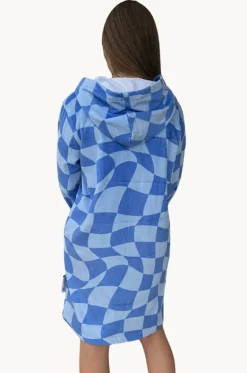 Tidal Checker Hooded Towelling Robe L/XL|Back Beach Co New