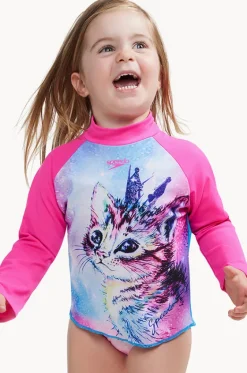 Toddler Girls Digital Printed Long Sleeve Suntop|Speedo Discount