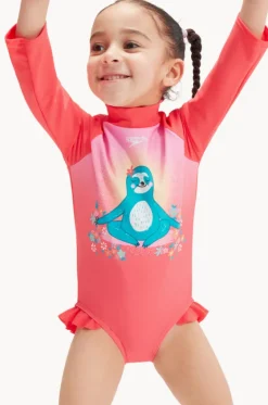 Toddler Girls Sloth Long Sleeve Sunsuit|Speedo Hot
