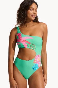 Tropica One Shoulder Cut Out One Piece|Seafolly Clearance