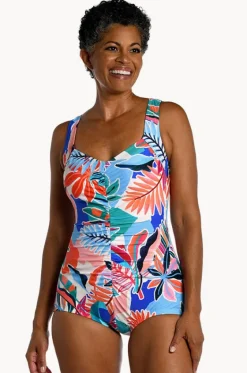 Tropical Abstraction Shirred One Piece|Maxine New