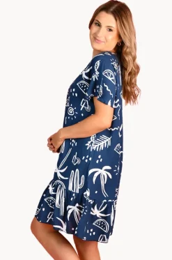 Tropical Fiesta Cap Sleeve Button Dress|Go Girl Clearance
