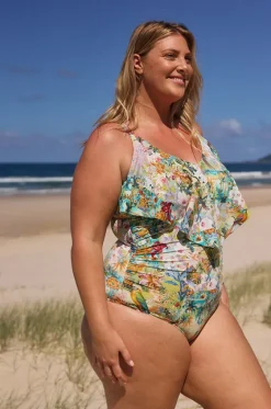 Tropicana Frill V Neck One Piece|Capriosca