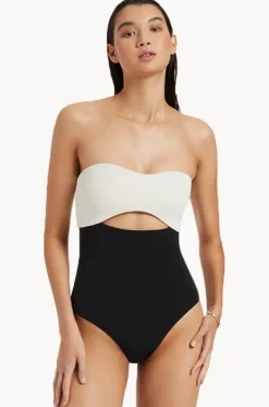 Versa Rib Cut Out Bandeau One Piece|Jets Online