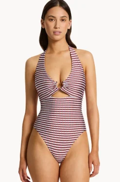 Zarla Geo Tie Halter One Piece|Jets Best